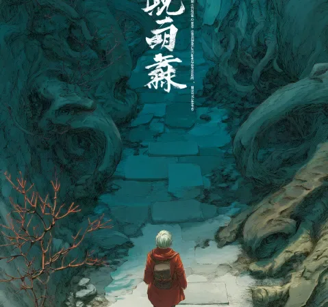漫画条目旧书市集的常客封面，摊位上的旧书与暖色台灯
